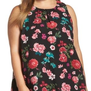 VINCE CAMUTO Black Plus Size 3X Floral  Sleeveless